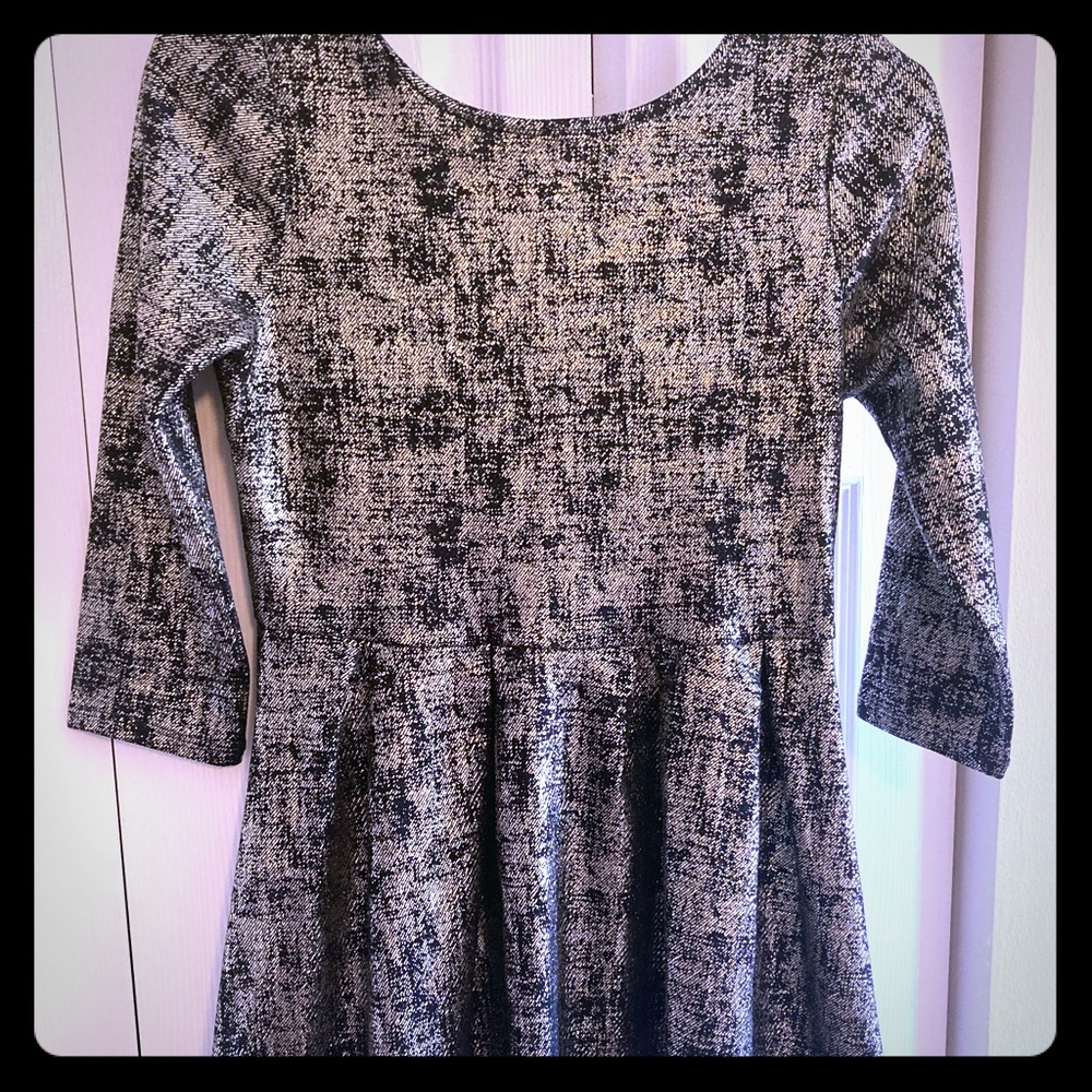 Black and gold metallic flared dress